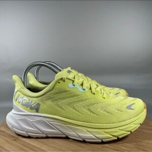 Hoka Lemon and White Athletic Shoes